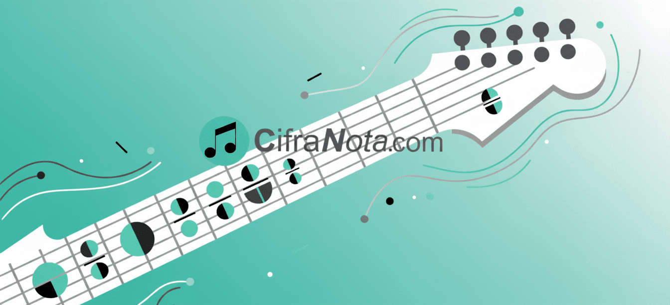 sistema fração nota aplicado ao braço do violão com notas musicais